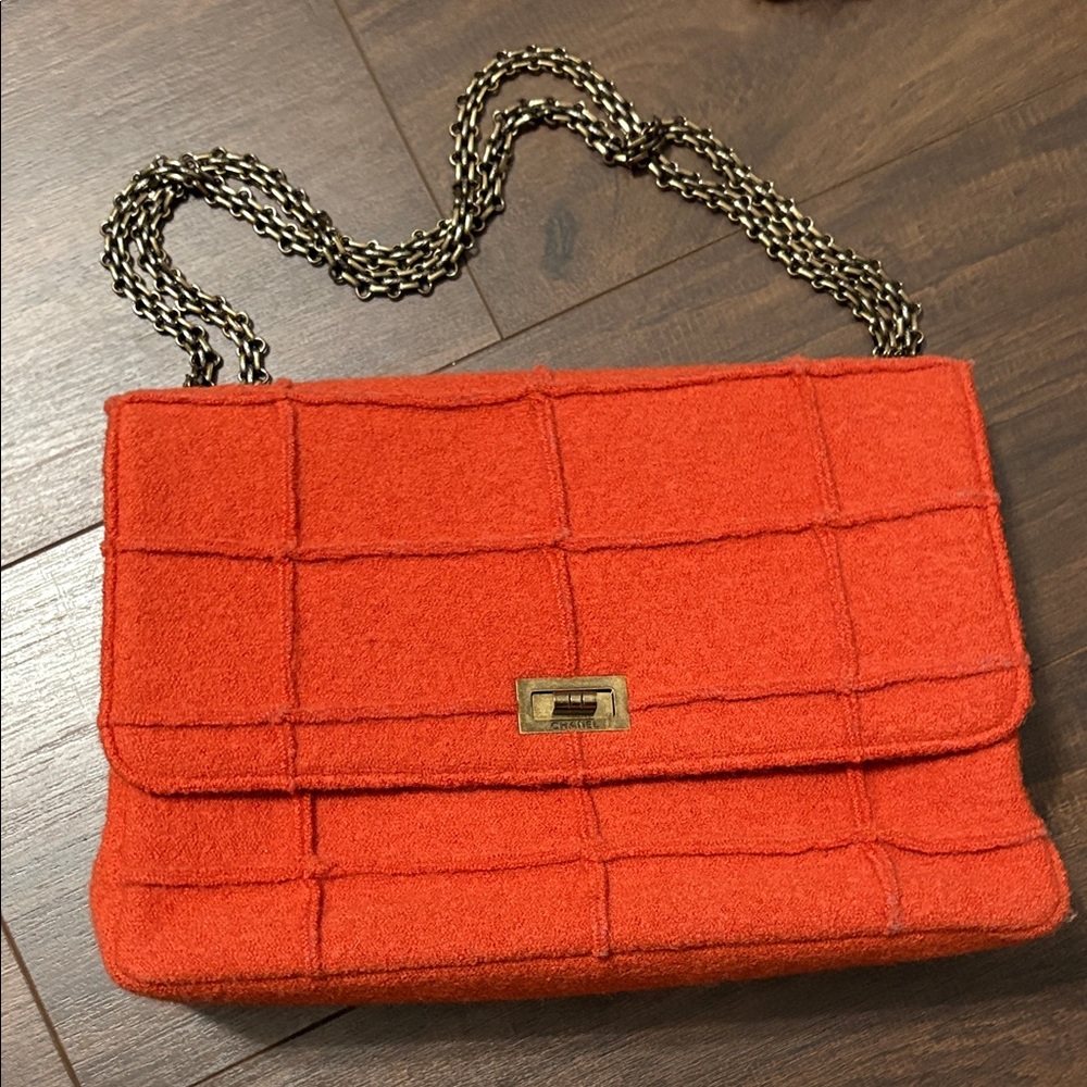 CHANEL Indentification Reissue Jumbo Boiled Wool in Jungle Orange